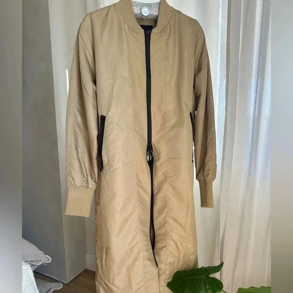 Beige Long Bomber Jacket Women’s Size M - Daniel Patrick - Picture 1 of 6